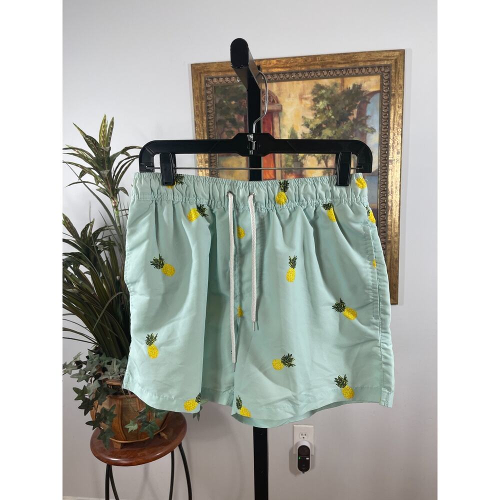 Forever 21 Shorts Womens M Mint Green Pineapple Print Drawstring Beachy Tropical